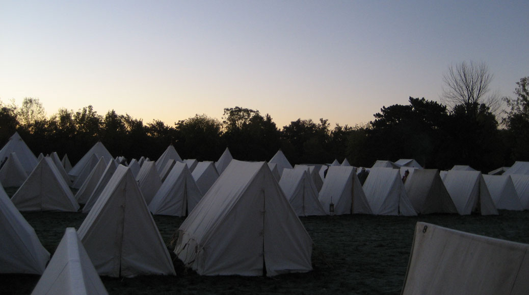 Dawn in a Wedge Tent Encampment